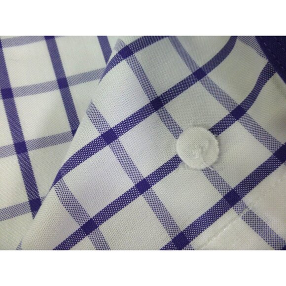 Paul Fredrick Mens Non-Iron Classic Fit Checkered Dress Shirt 20 x 36 Purple & W - Picture 9 of 9